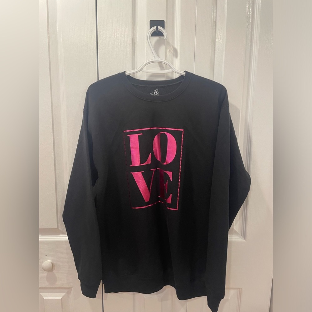 Love black and metallic pink sweatshirt
